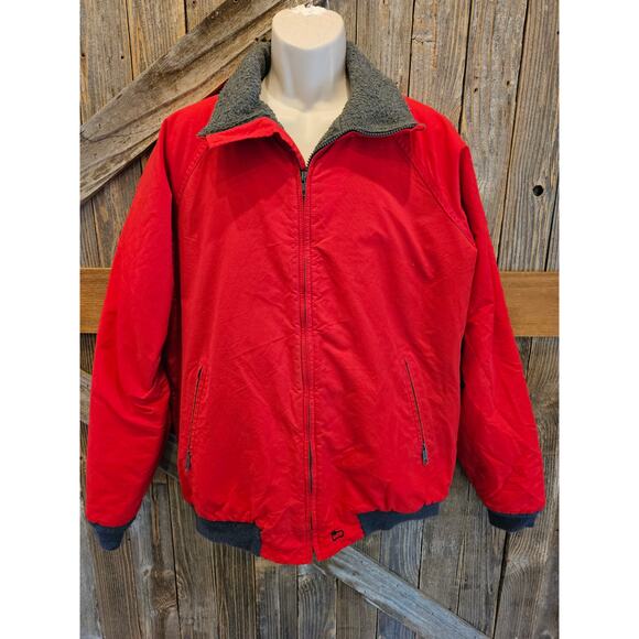 Woolrich Vintage Coat Nylon Fleece Lined Red Jacket Made in USA Size Large L ^ - Picture 1 of 6